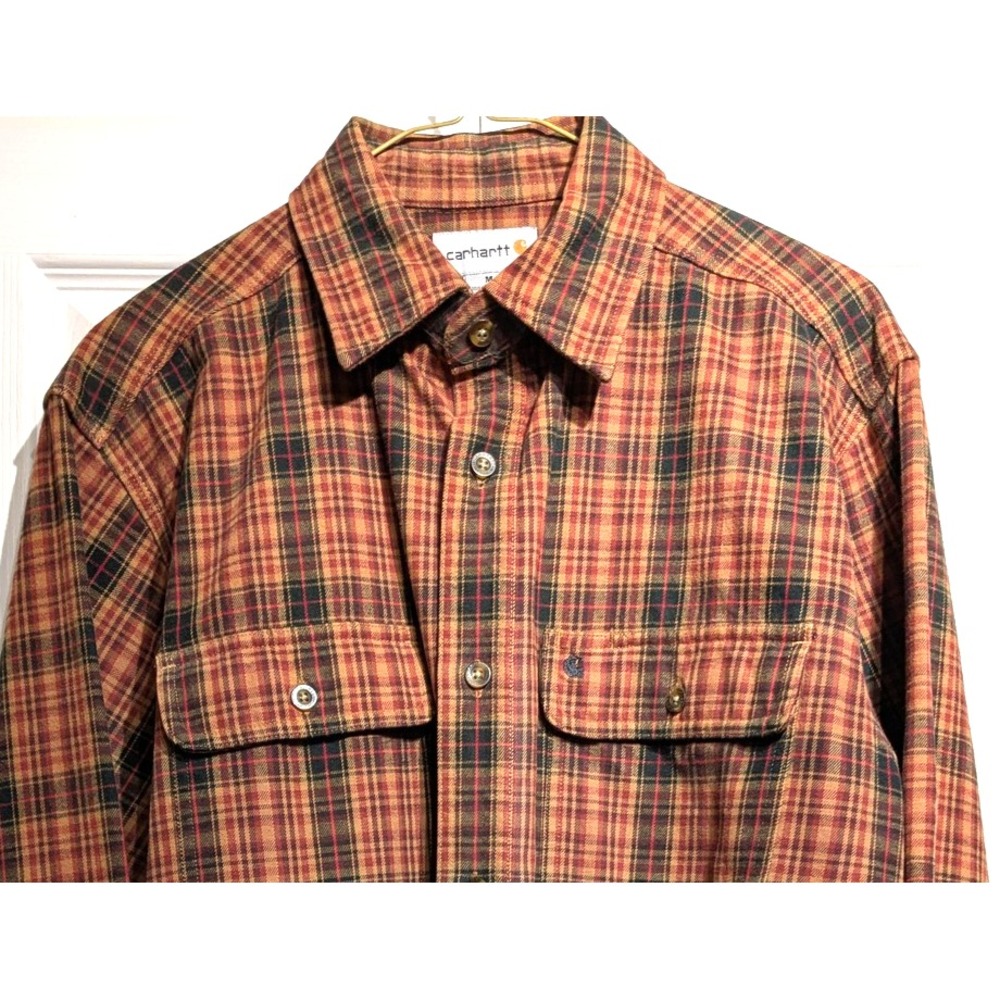 Carhartt Shirt Mens M Plaid Button Up Heavyweight Long Sleeve Workwear 2012 EUC